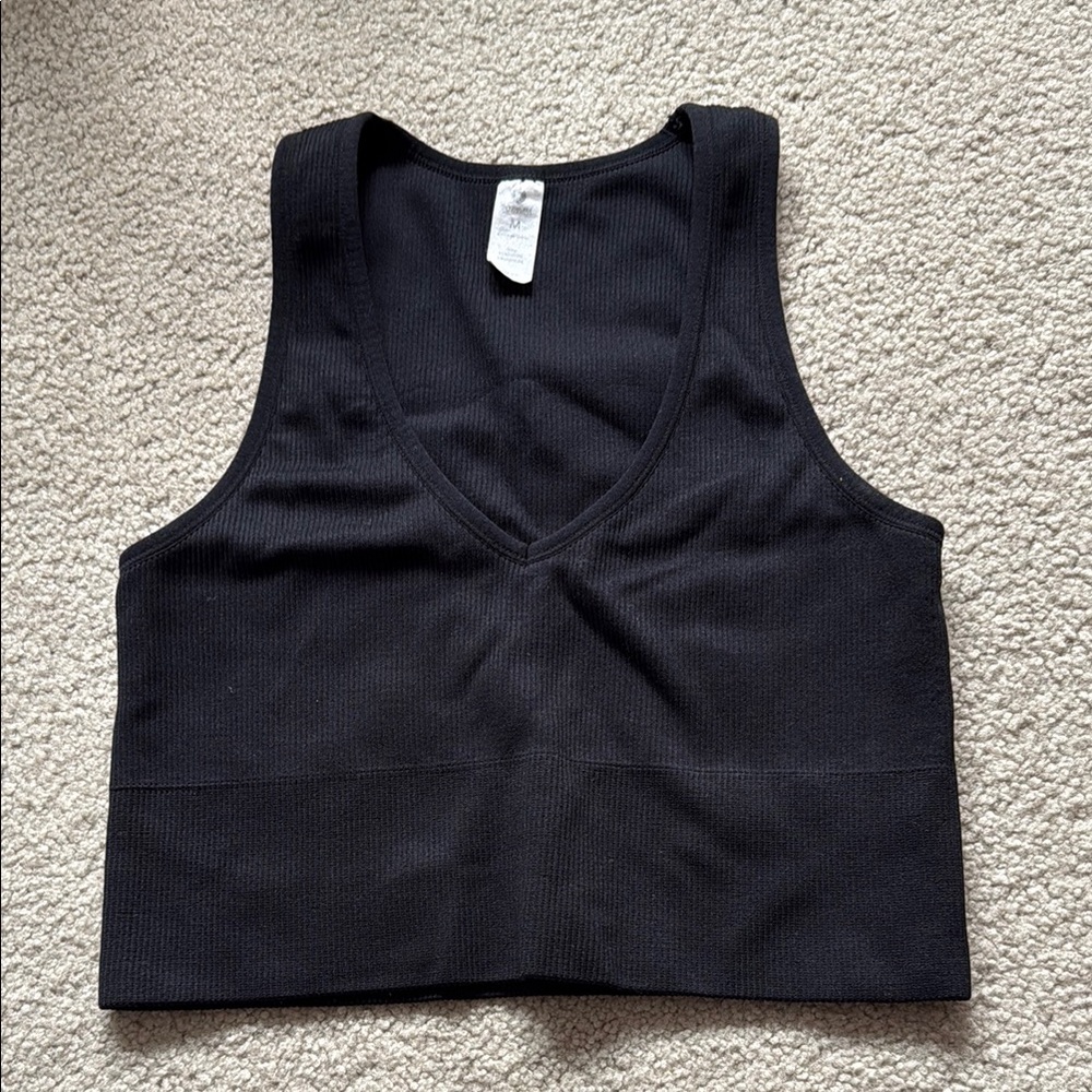 90 Degree By Reflex Black Sleeveless Fitted Crop Top